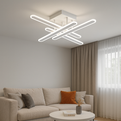 Lustra LED 73030/4 alb mat, design modern cu telecomanda si lumina reglabila, iluminand elegant un living compact si contemporan.
