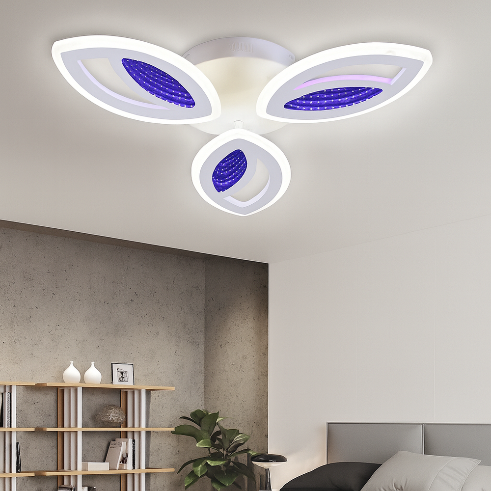 lustra LED alba 3 petale 7509/3 cu telecomanda