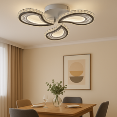 Lustra LED moderna 90W cu 3 brate si lumina reglabila 3000K-6500K cu telecomanda, perfecta pentru dining modern cu iluminare eleganta si versatila