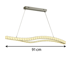 Lustra LED ondulata auriu Dual Wave 120W cu telecomanda, iluminare moderna deasupra insulei de bucatarie