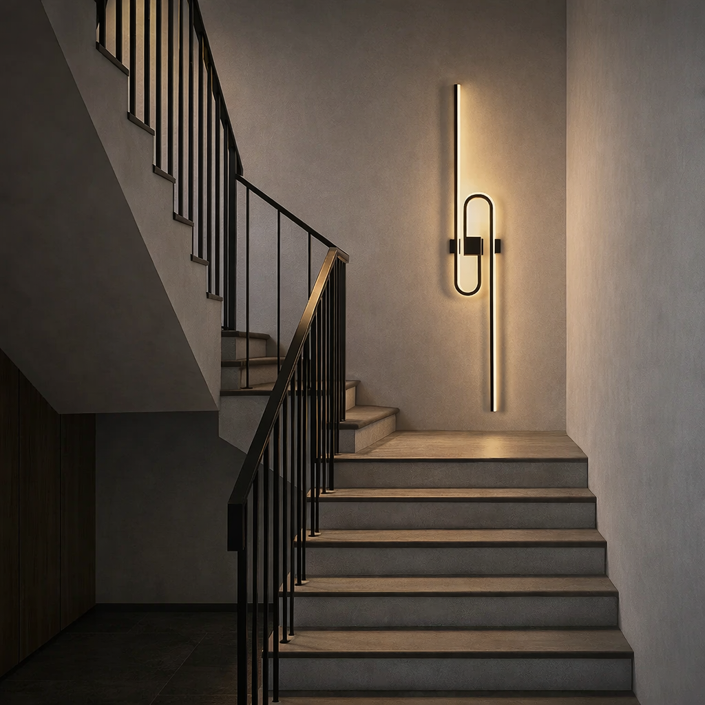 Aplica LED LUBAN Nexus verticala alb-negru, iluminare sigura si arhitecturala pentru casa scarilor