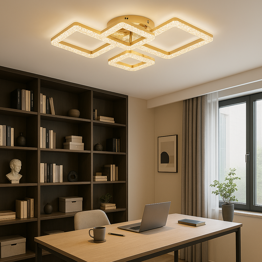 Lustra LED 120W GD cu design geometric modern si lumina ajustabila 3300K-6500K, potrivita pentru birou cu iluminare precisa si confort vizual