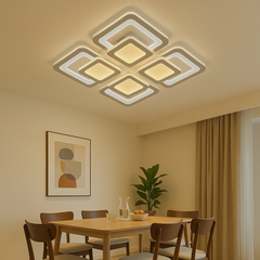 Lustra LED 8022/4WH 104W alba cu lumina reglabila si design geometric, ideala pentru zona de dining moderna si lumina clara