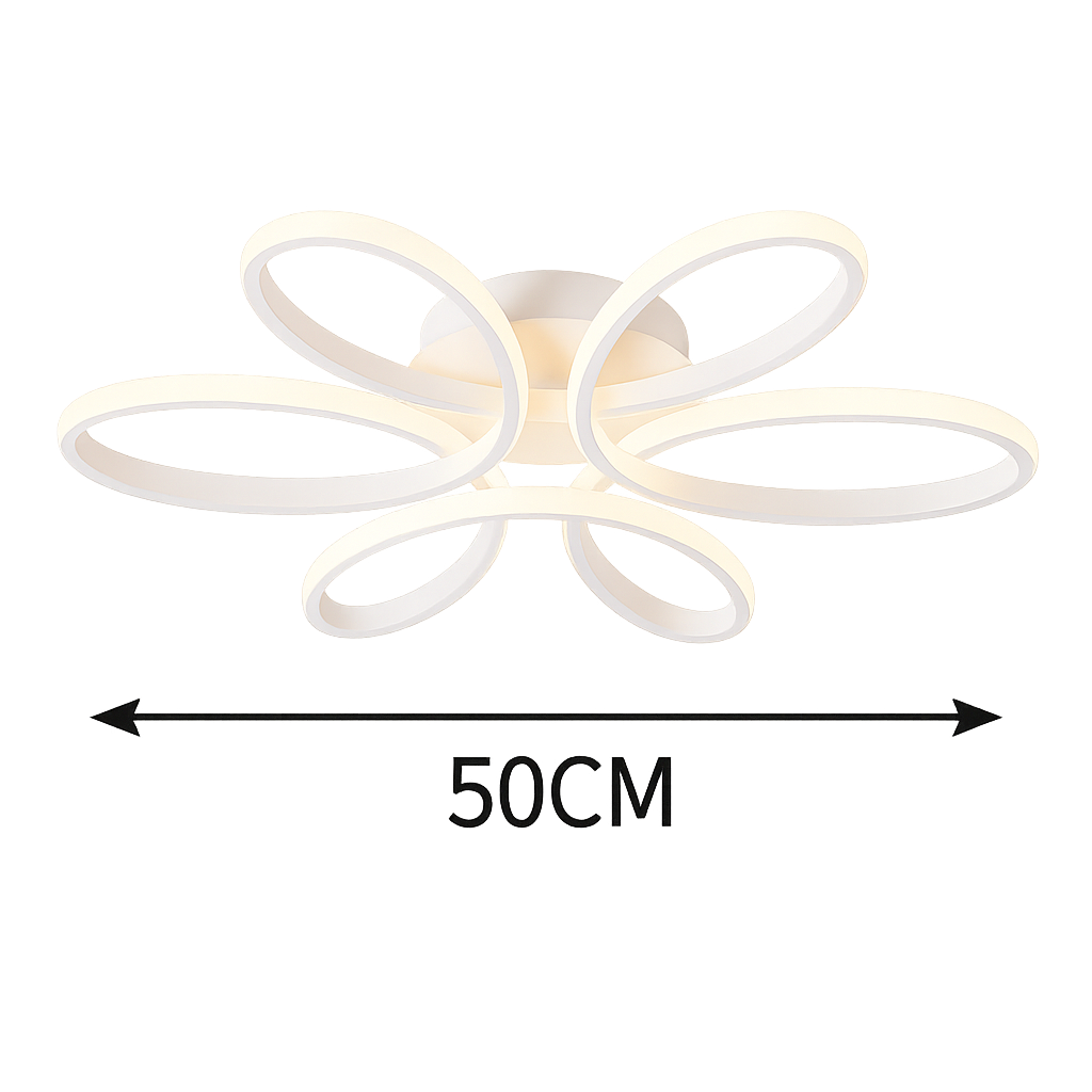 Lustra LED florala 120W alb cu control prin telecomanda si lumina ajustabila, potrivita pentru iluminarea unui birou modern