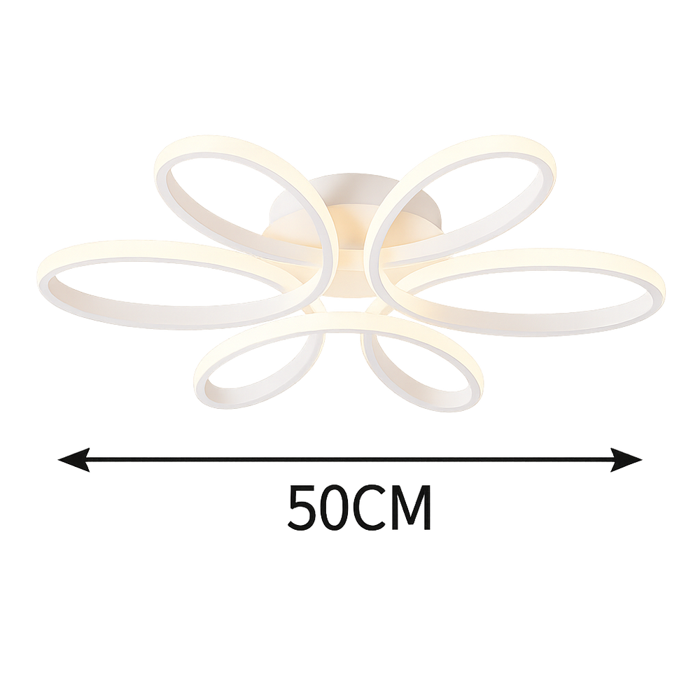 Lustra LED florala 120W alb cu control prin telecomanda si lumina ajustabila, potrivita pentru iluminarea unui birou modern