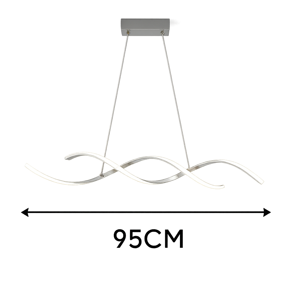 Lustra LED liniara argintie cu telecomanda, iluminare functionala deasupra insulei de bucatarie