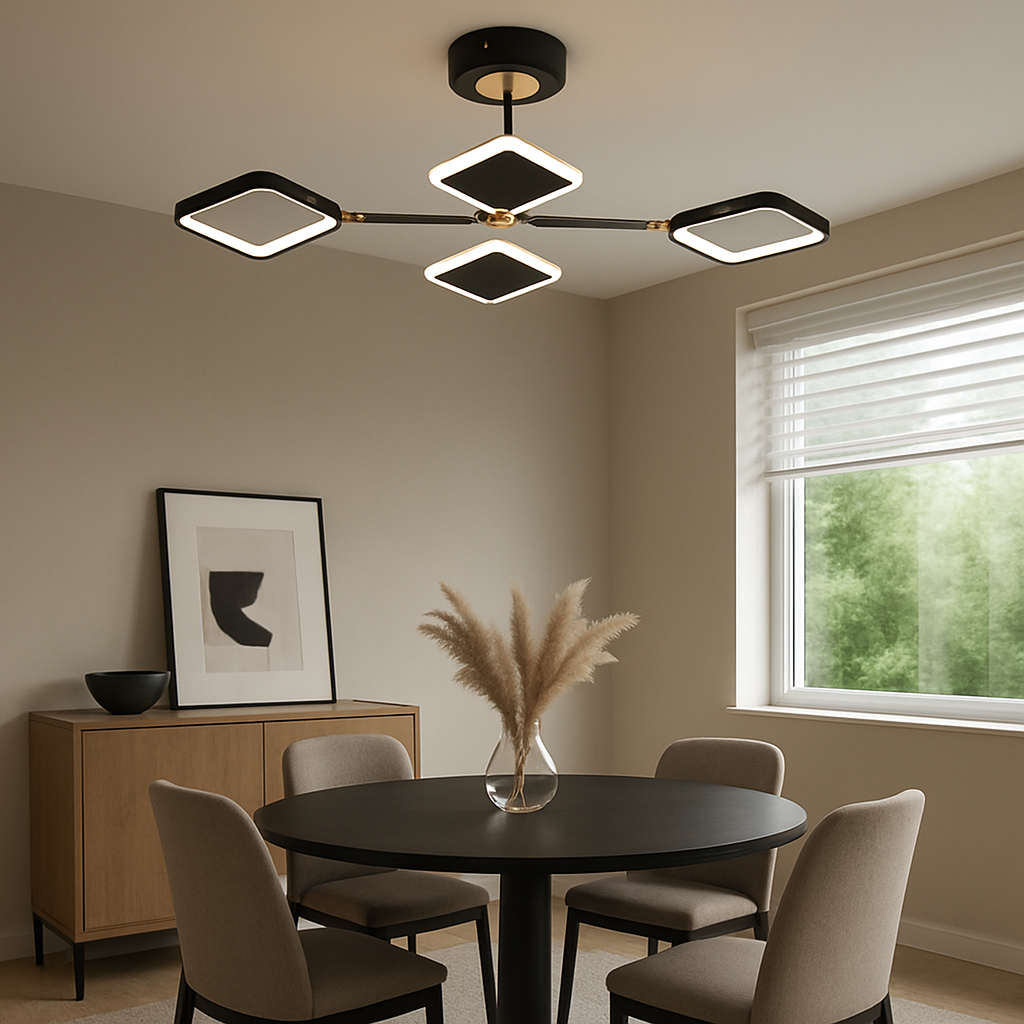 Lustra LED rectangulara 8720B/4 60W cu lumina reglabila si telecomanda, ideal a pentru zone de dining moderne si mari