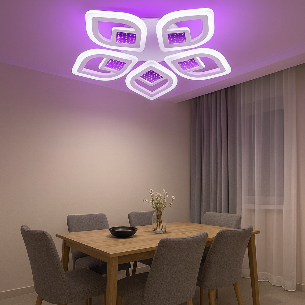 Lustra LED rotunda 8737/5 100W cu lumina reglabila si telecomanda, potrivit a pentru zone de dining moderne si luminoase