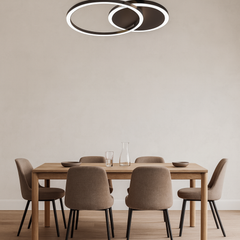 Lustra LED 8888/2BK 66W cu doua cercuri suprapuse, ideal a pentru zone de dining moderne cu lumin a uniforma si reglabila