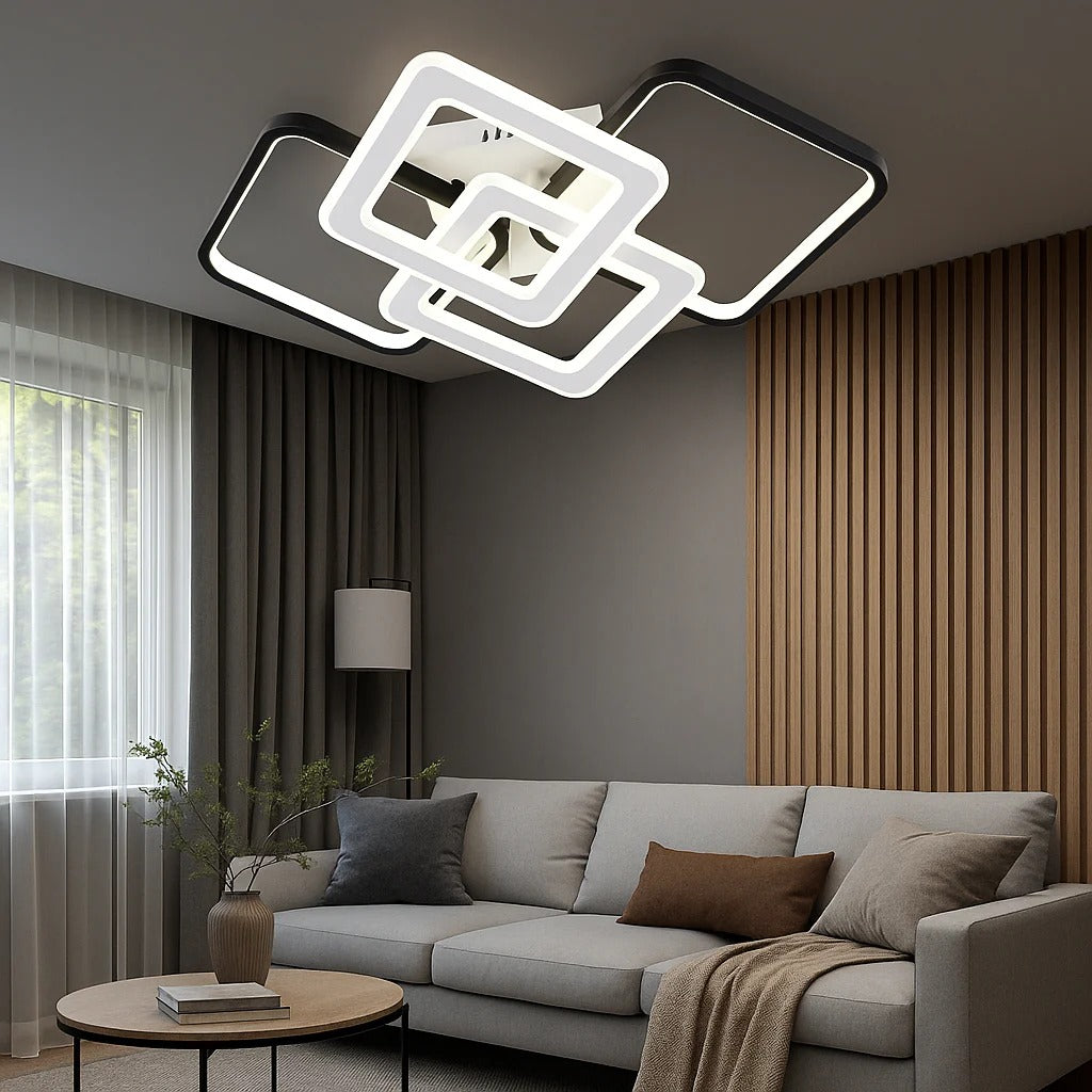 Lustra Led 67Cm 164W cu LED integrat alb metal pentru dormitor living hol bucatarie birou plafoniera LED moderna pentru dormitor living hol bucatarie birou design elegant cu telecomanda