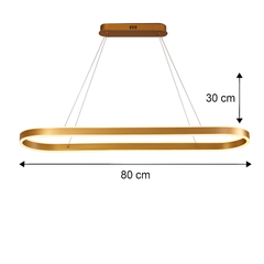 Lustra LED ovala aurie cu telecomanda, iluminare moderna deasupra insulei de bucatarie