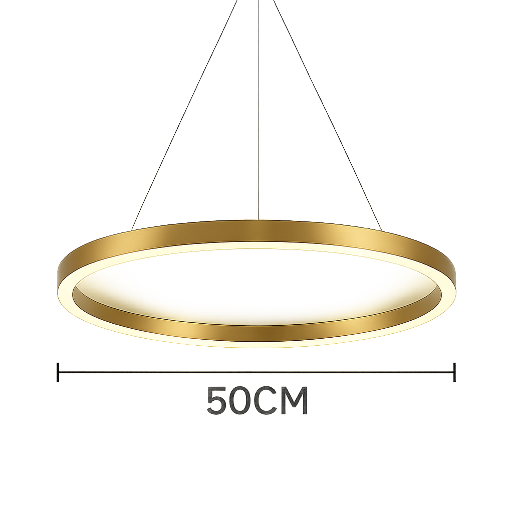 Lustra LED cerc rotund auriu 55W cu telecomanda, lumina ambientala relaxanta pentru dormitor