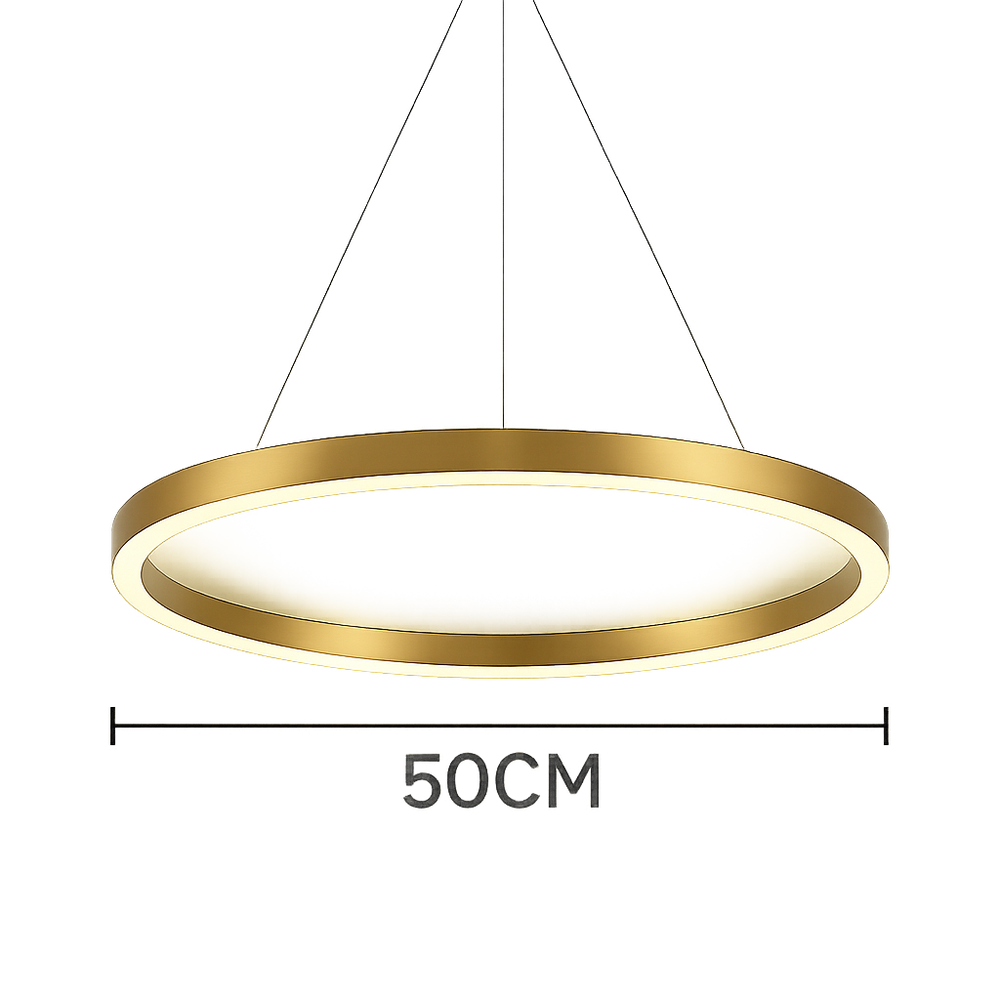 Lustra LED cerc rotund auriu 55W cu telecomanda, lumina ambientala relaxanta pentru dormitor