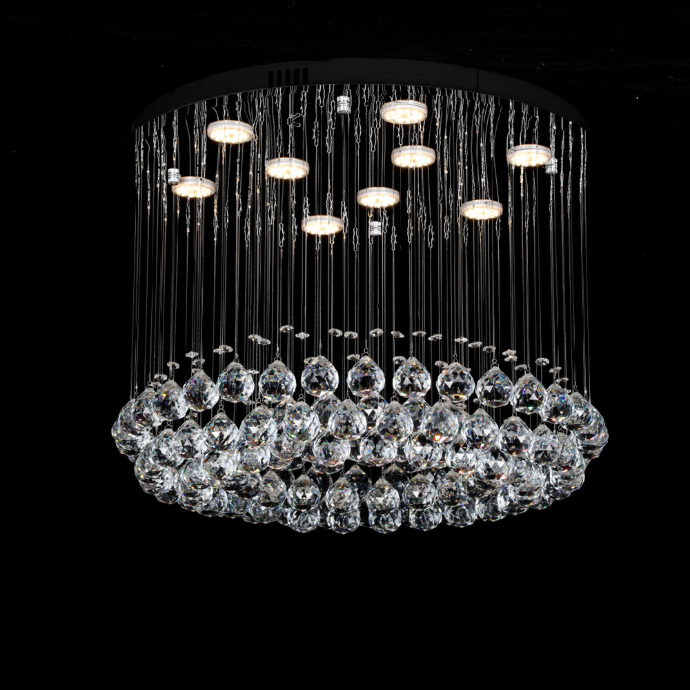 Candelabru LED 4000K cu cristale in living elegant, 45W, iluminare clara si uniforma, design rafinat pentru spatii moderne