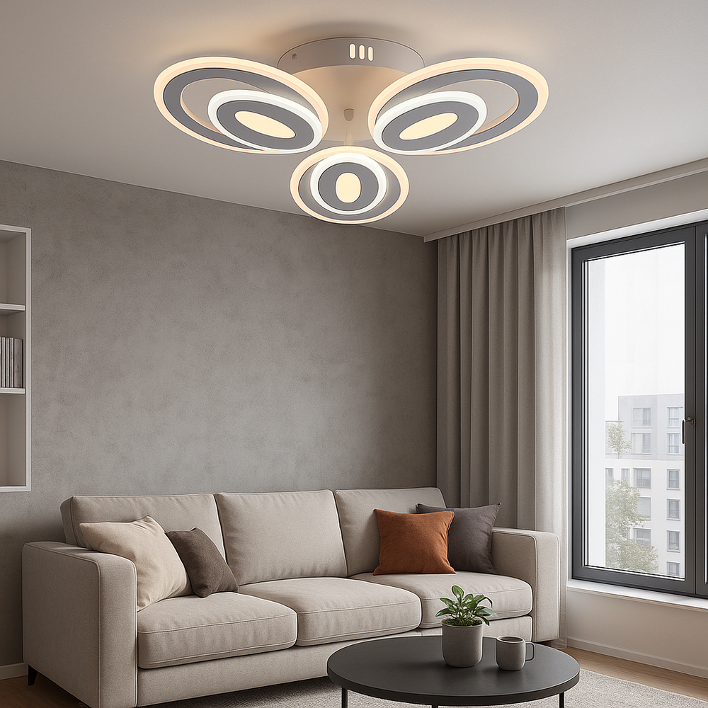 Lustra Led Moderna 2W cu LED integrat alb pentru dormitor living hol bucatarie birou plafoniera LED moderna pentru dormitor living hol bucatarie birou design elegant cu telecomanda