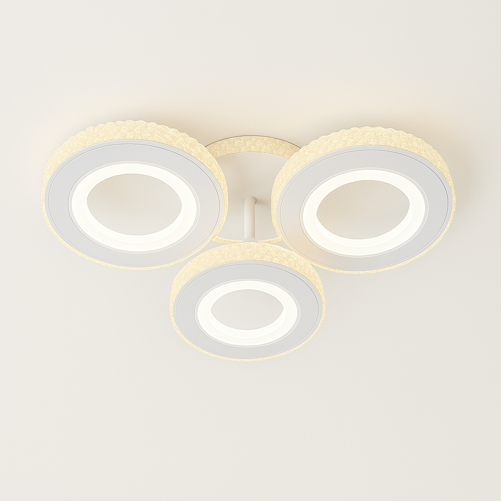 Lustra LED 26032/3C WH+CR 94W cu lumina reglabila si telecomanda, potrivita pentru birouri contemporane ce necesita iluminare eficienta si finisaj alb-crom.