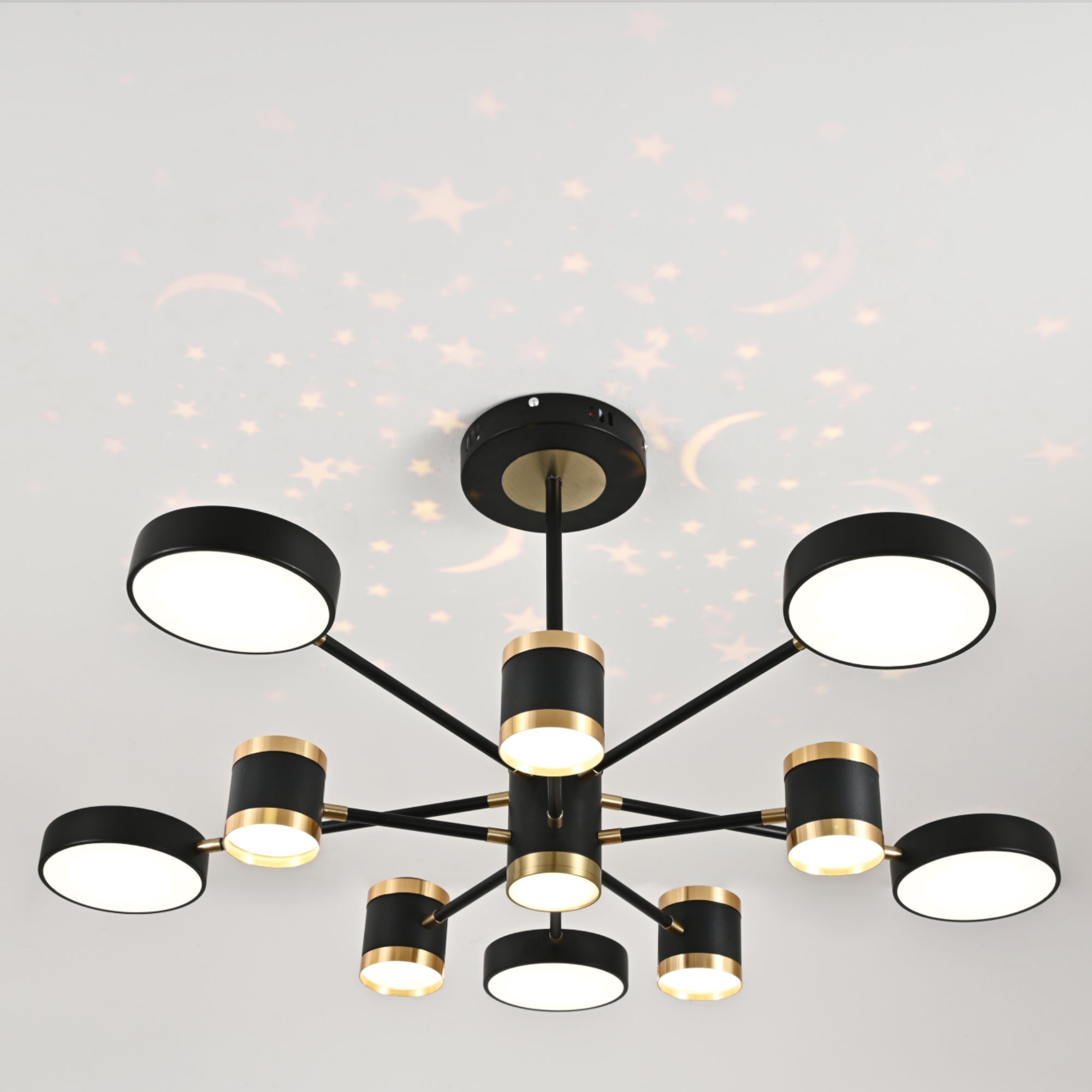 Lustra Led Cu 175W cu LED integrat negru pentru dormitor living hol bucatarie birou plafoniera LED moderna pentru dormitor living hol bucatarie birou design elegant cu telecomanda