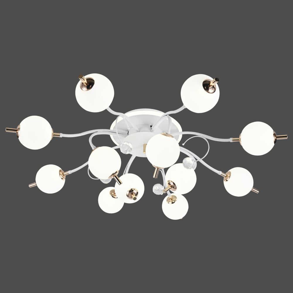 Lustra LED rotunda alb auriu Ø796, 192W, lumina reglabila cu telecomanda, scena birou modern si luminos.