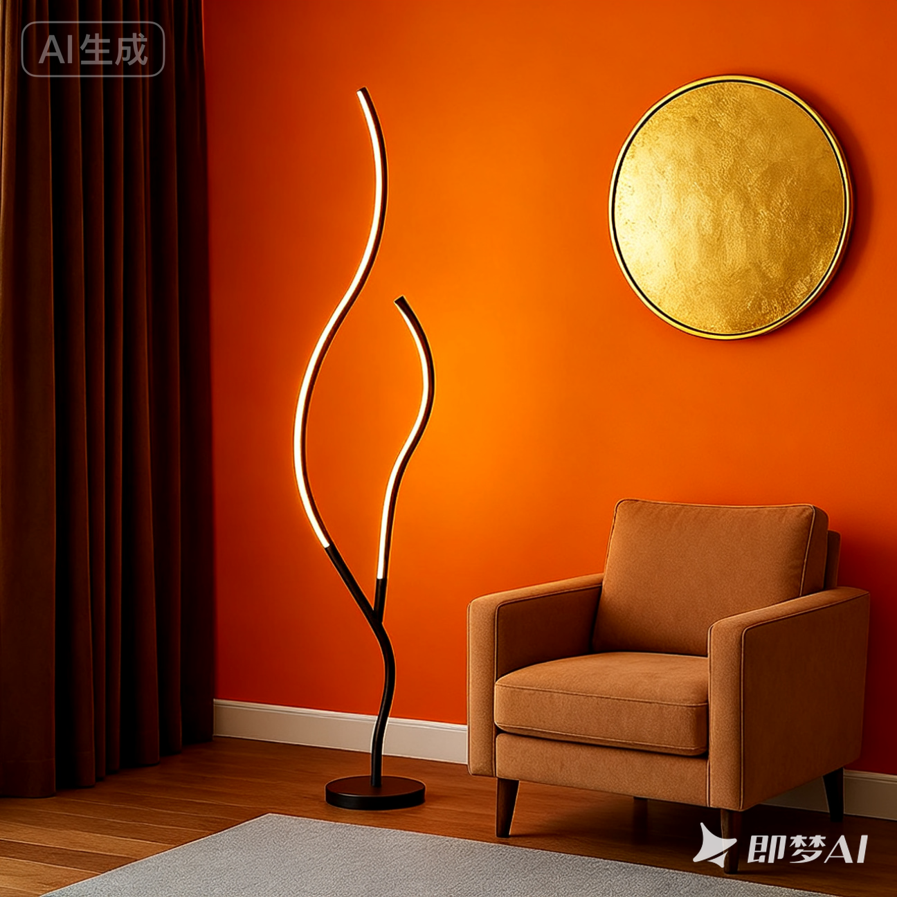 Lampadar 8742-BK pentru living, lampa moderna neagra