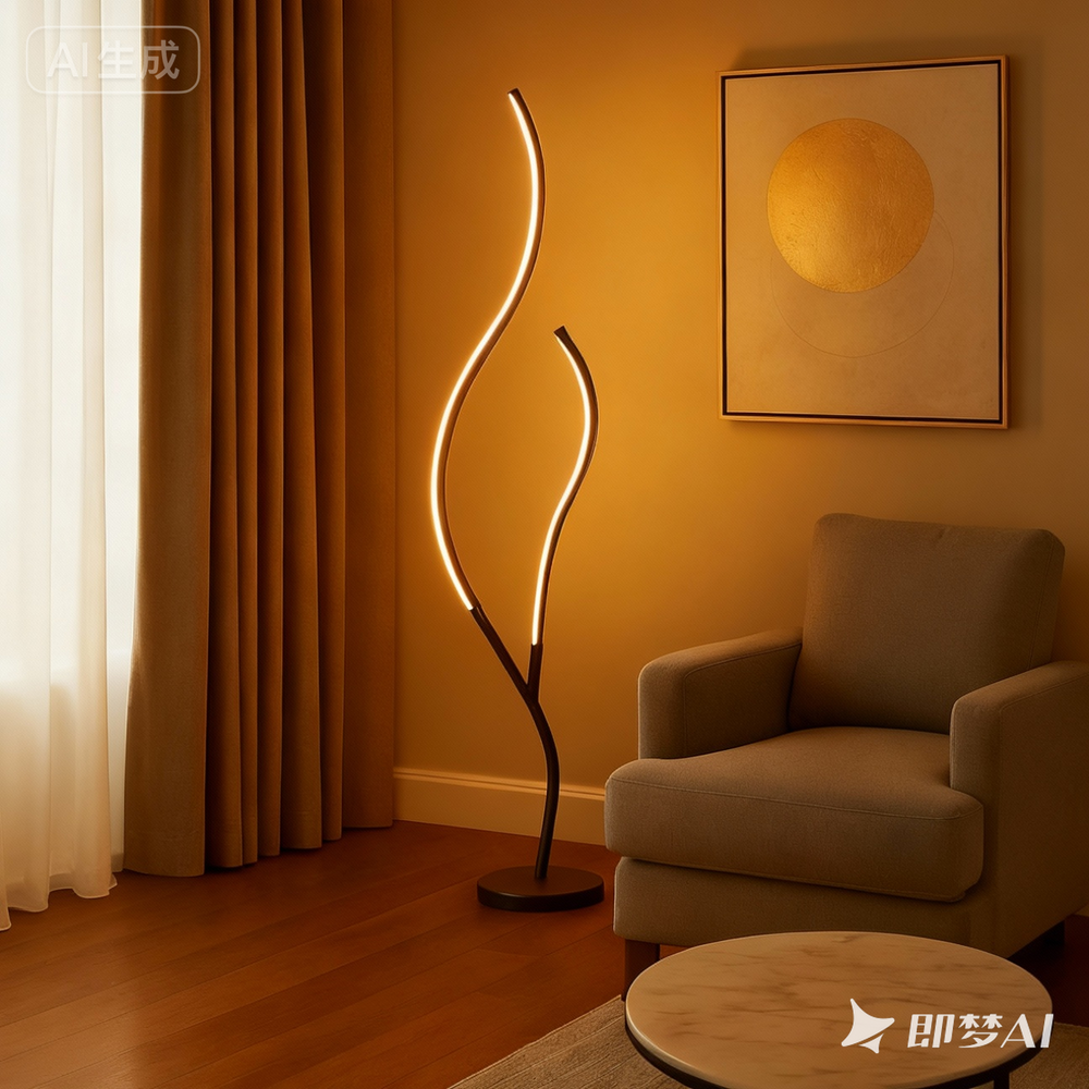 Lampadar 8742-BK pentru living, lampa moderna neagra