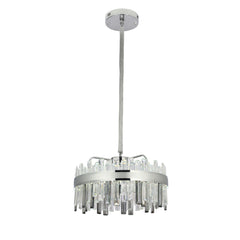 Candelabru LED rotund argintiu 8652/500, 112W, cu telecomanda, lumina ajustabila cald-rece, dormitor elegant.