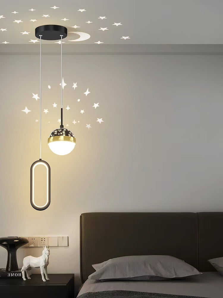 Pendul LED 7679/2 alb cu lumina reglabila 3000–6500K si telecomanda, ideal pentru dormitoare moderne cu atmosfera controlabila.