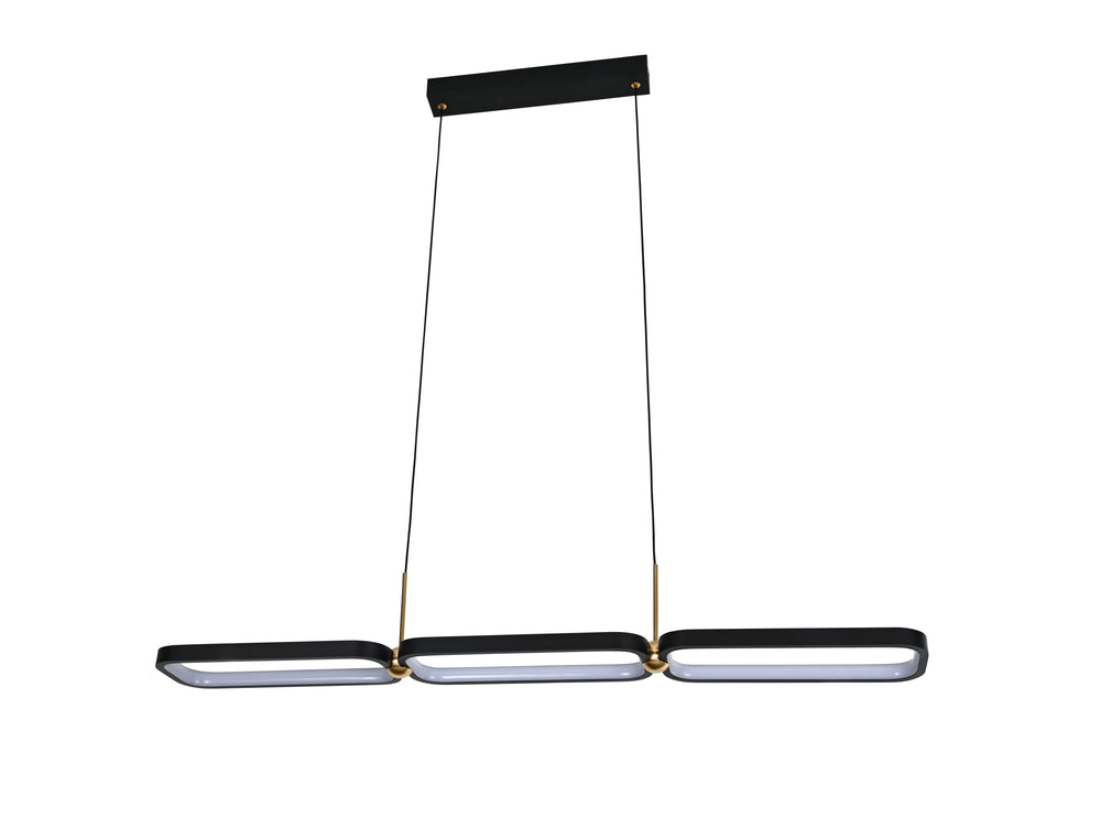 Lustra LED liniara neagra 920mm peste insula de bucatarie, 80W, telecomanda, iluminare moderna