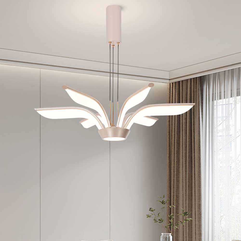 Lustra LED auriu 72W cu telecomanda, iluminare ambientala confortabila pentru dormitor