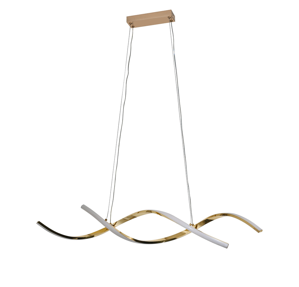 Lustra LED liniara aurie 950 mm cu telecomanda, iluminare eleganta pentru masa de dining