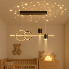 Pendul LED 9840/5BK+EPGD cu lumina ajustabila 3000–6500K si telecomanda, potrivit pentru dormitoare moderne cu atmosfera controlabila.