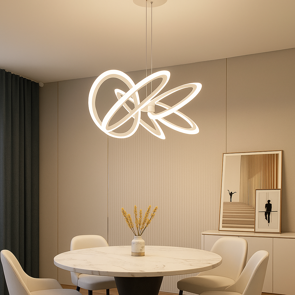 Lustra LED auriu 160W cu telecomanda, iluminare eleganta pentru zona de dining