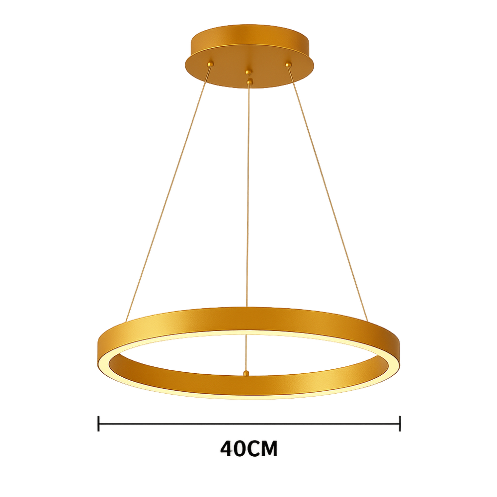 Lustra LED cerc rotund auriu mat 44W cu telecomanda, lumina ambientala pentru dormitor