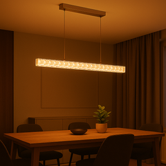 Lustra LED tip bara argintiu Flow 56W 80cm cu telecomanda, iluminare moderna pentru dining