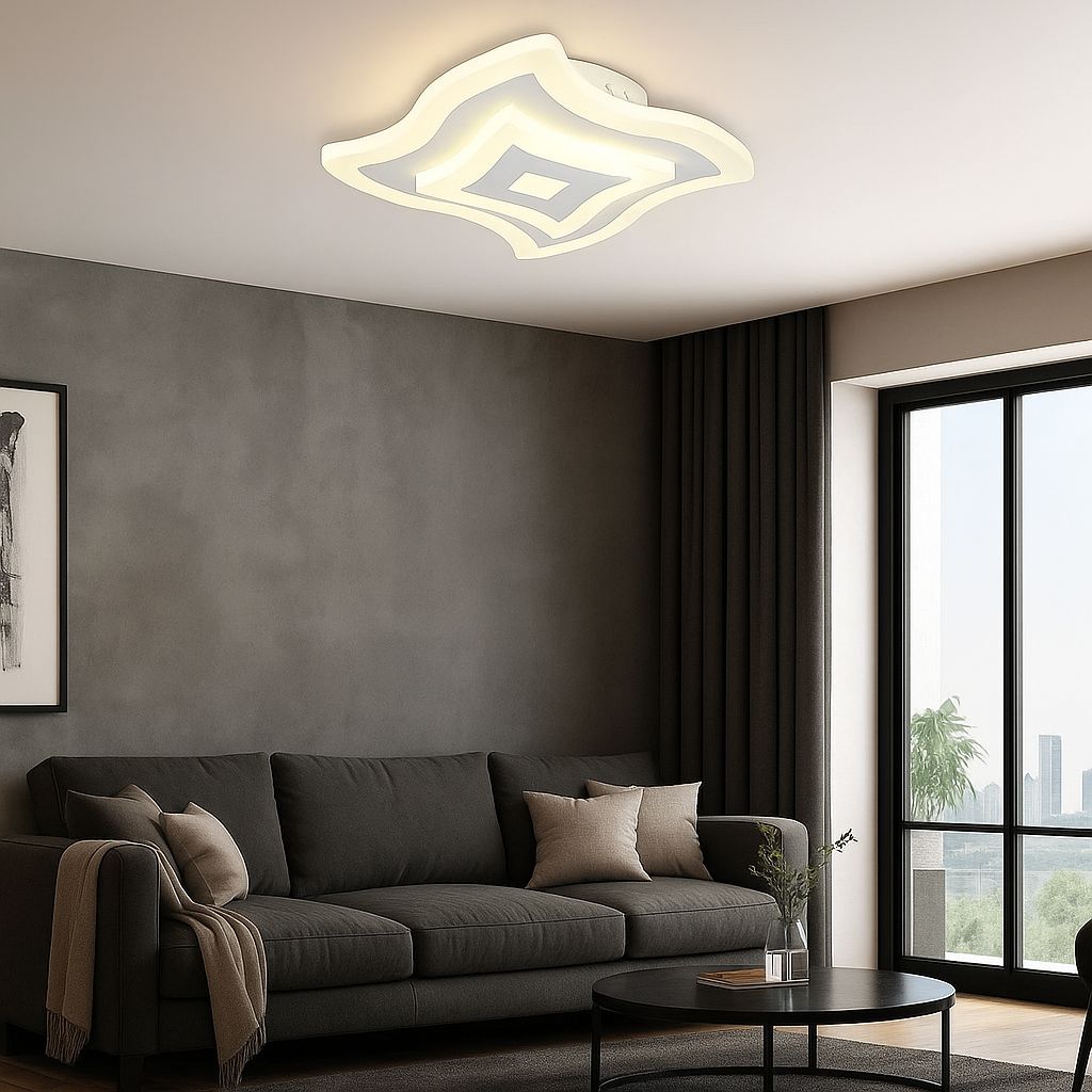 Plafoniera LED rotunda alba 19143/240 50W fara telecomanda, lumina reglabila 3000–6500K, ideala pentru livinguri mici si moderne.