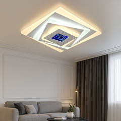 Plafoniera LED alba patrata 78W cu design in straturi si lumina reglabila 3000–6500K ofera iluminare moderna si uniforma pentru livinguri elegante.