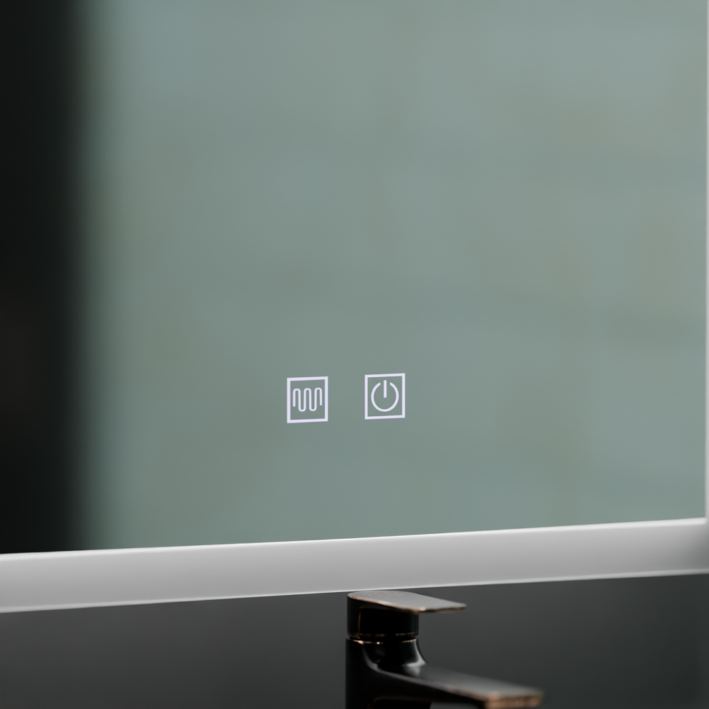 Oglinda smart verticala 60×80 cm cu bordura RGB, dezaburire inteligenta, control tactil si iluminare personalizabila.
