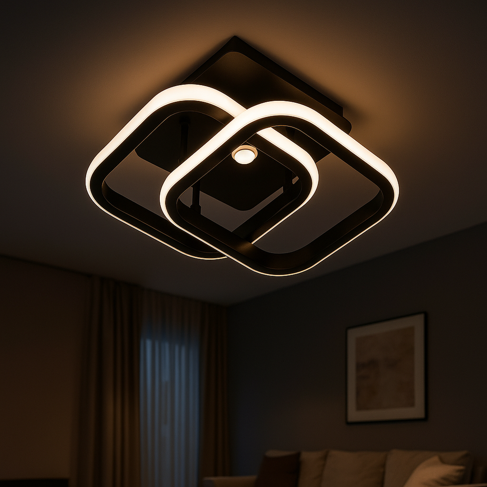 aplica LED neagra L71363/2BK montata pe perete corp iluminat LED model L71363/2BK pentru hol sau dormitor cu telecomanda