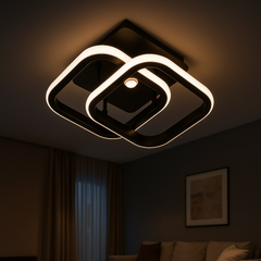 aplica LED neagra L71363/2BK montata pe perete corp iluminat LED model L71363/2BK pentru hol sau dormitor cu telecomanda