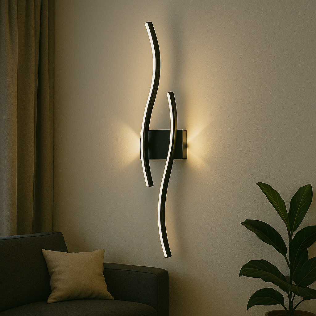 Aplica LED LUBAN Curve cu design curbat organic, iluminare ambientala moderna pentru living contemporan