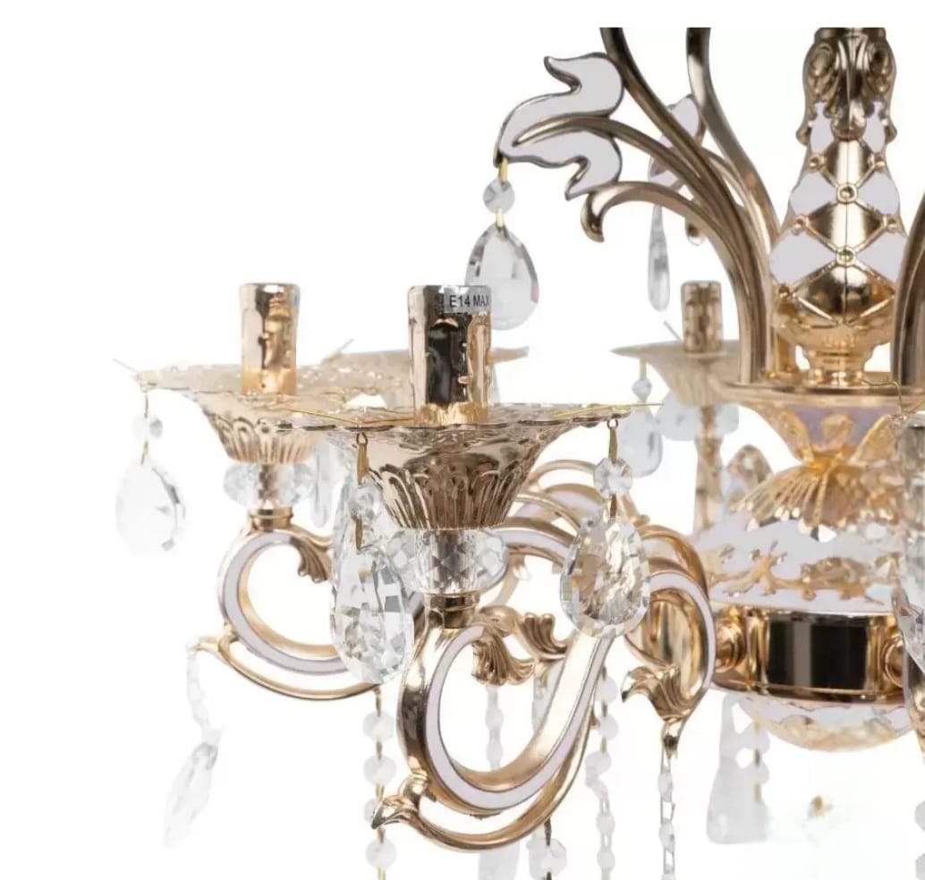 Corp de iluminat suspendat finisaj auriu E14 x6