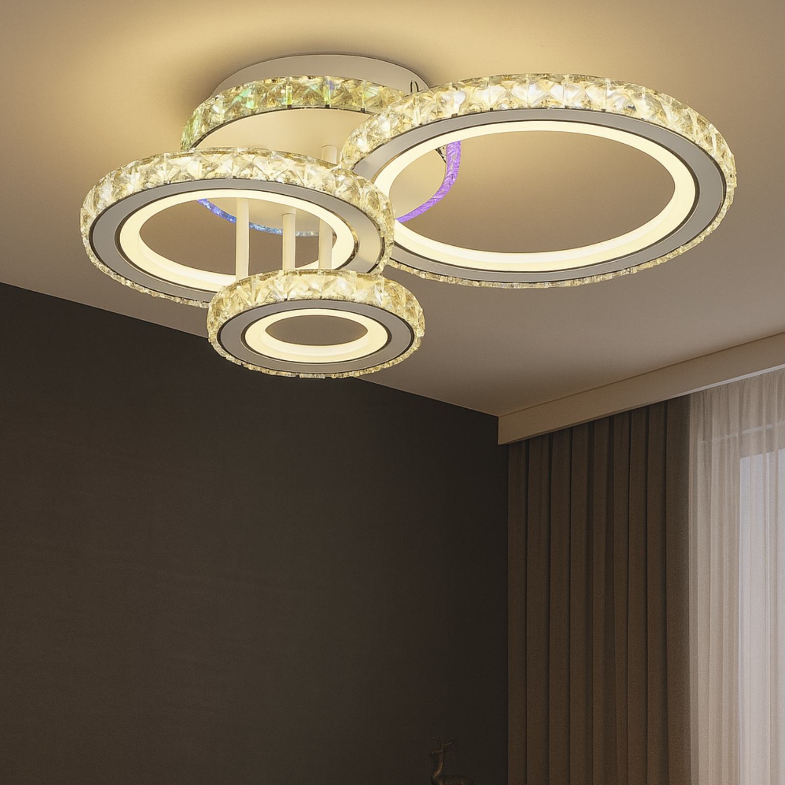 Lustra LED 19375/4WH 134W cu lumina reglabila si telecomanda, ideala pentru livinguri moderne unde se doreste iluminare puternica si eleganta.