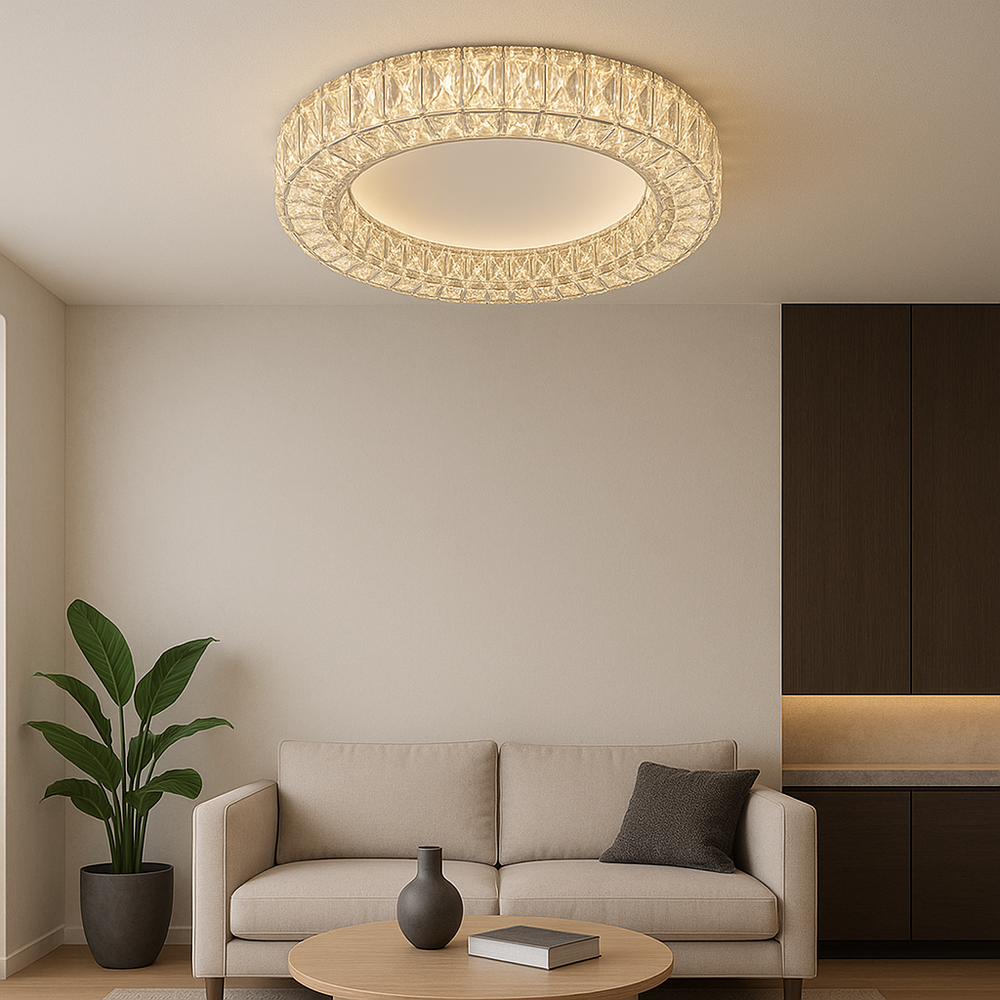 Lustra LED moderna 2966/500 96W cu design minimalist si 3 faze de lumina calda neutra rece, montaj pe tavan pentru living sau dormitor