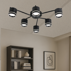 Lustra LED rotunda negru mat 59040/6MB pentru living modern, 6 GX53, lumina reglabila 3000K-6500K