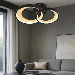 Lustra LED dubla 9431/2 BK+Wood grain cu telecomanda si lumina reglabila