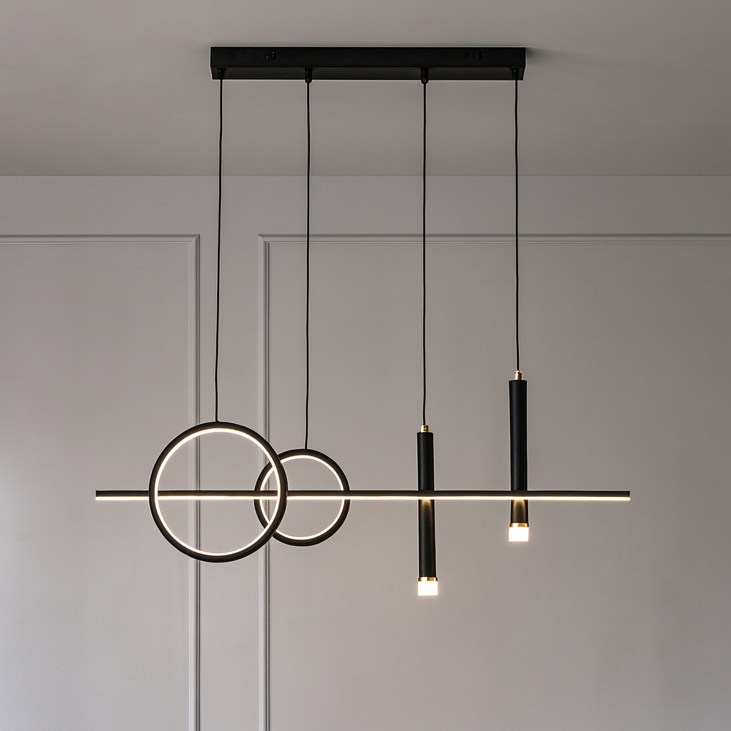 Lustra LED 104W metal brushed cu telecomanda, lumina reglabila 3000K-6500K pentru living modern si iluminare confortabila