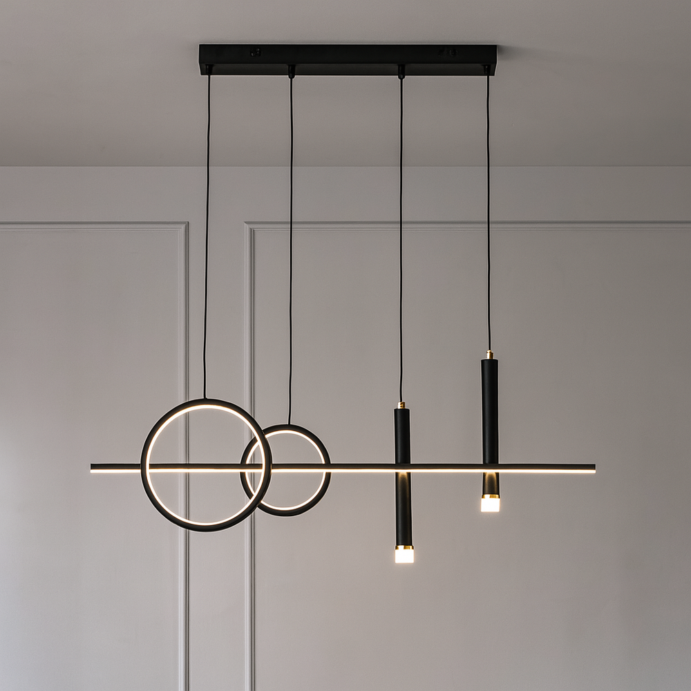 Lustra LED 104W metal brushed cu telecomanda, lumina reglabila 3000K-6500K pentru living modern si iluminare confortabila