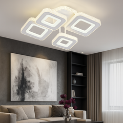 Lustra LED 26033/2+2C WH+CR 144W cu lumina reglabila 3000–6500K si telecomanda, ideala pentru livinguri moderne ce necesita iluminare eficienta cu finisaj alb-crom.