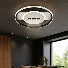 Lustra LED 9334/3BK+WH rectangulara 91W, potrivita pentru living modern cu lumin a reglabila si design alb negru contemporan