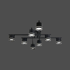 Lustra LED rotunda negru mat 59041/8MB pentru living mare, 8 GX53, lumina reglabila 3000K-6500K, fara telecomanda